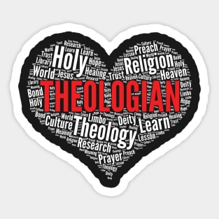 Theologian Heart Shape Word Cloud Design design Sticker